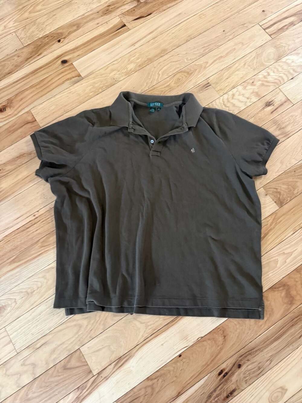 LAUREN RALPH LAUREN Women's Plus Size 3X Brown Cotton Short Sleeve Polo Shirt